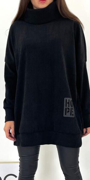 SZTRUKSOWA TUNIKA  BLUZA HOPE CZARNA
