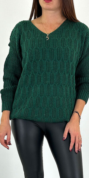 NELA BUTELKOWA ZIELEŃ SWETEREK ażurowy sweter