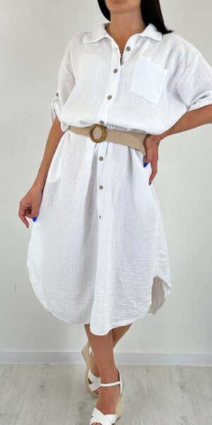 ITALIA sukienka maxi muślinowa biała