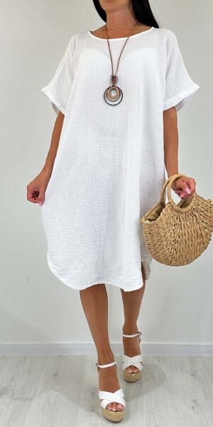 EMMI sukienka muślinowa biała