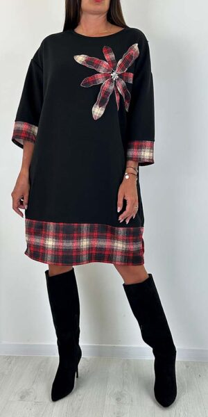 SUKIENKA ROXI CZARNA Z KWIATKIEM