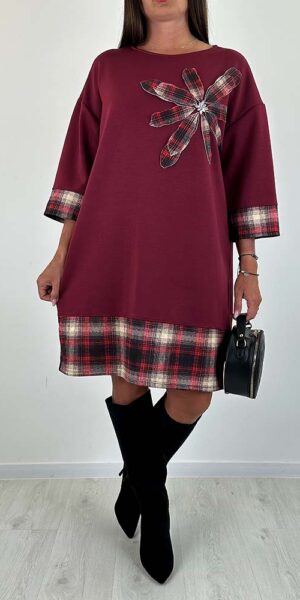 SUKIENKA ROXI BORDOWA Z KWIATKIEM