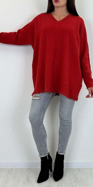 SWETER LIMAGO czerwony oversize