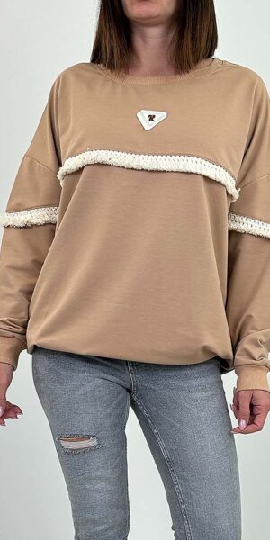 DŁUGA BLUZA BOHO TUNIKA BEŻOWA