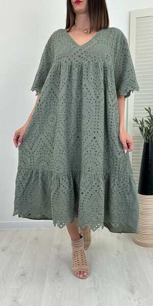 SUKIENKA KSENIA ażurowa boho khaki