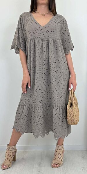 SUKIENKA KSENIA ażurowa boho fango