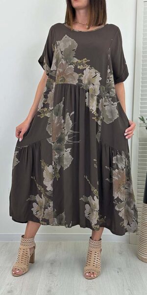 SUKIENKA ELISON maxi w kwiaty brązowa