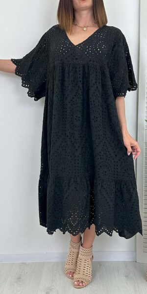 SUKIENKA KSENIA ażurowa boho czarna