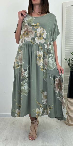SUKIENKA ELISON maxi w kwiaty khaki