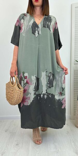 SUKIENKA SPONTANA bawełniana maxi khaki