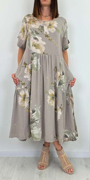 SUKIENKA ELISON maxi w kwiaty beżowa