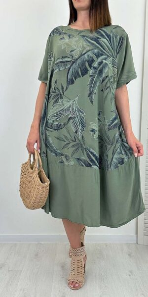 SUKIENKA NATALI w kwiaty KHAKI wiskoza