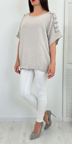 KSAMI BLUZKA oversize beżowy