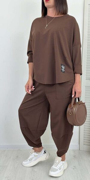 KOMPLET LIBE SPODNIE I BLUZA czekolada