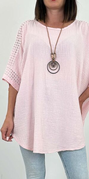 ERGO BLUZKA oversize pudrowa
