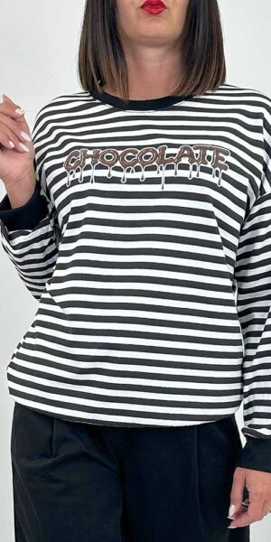 BLUZA CHOKO bawełniana paski czarne PASKI
