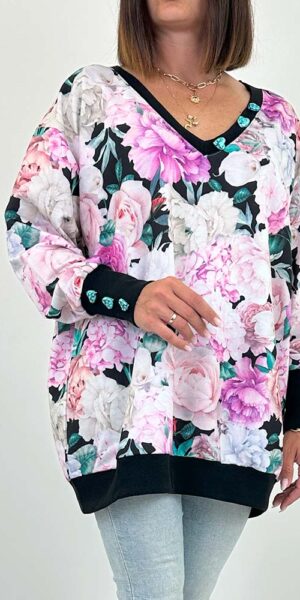 GLAMOUR BLUZA W KWIATY RÓŻE