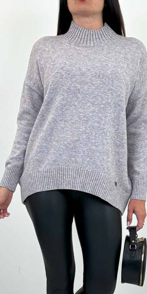 SWETER ETNI golf szary melanż