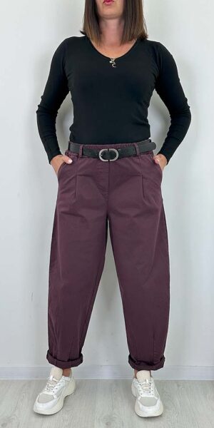 BENDI spodnie typu balloon bordo