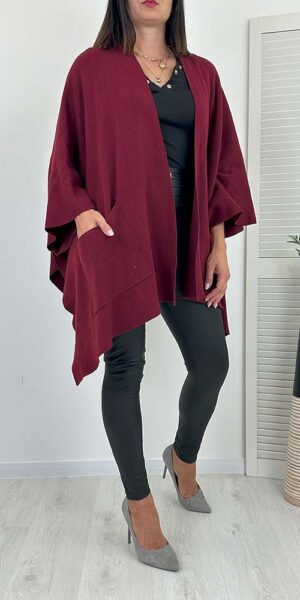 FLIP KARDIGAN PONCZO SWETER BORDO