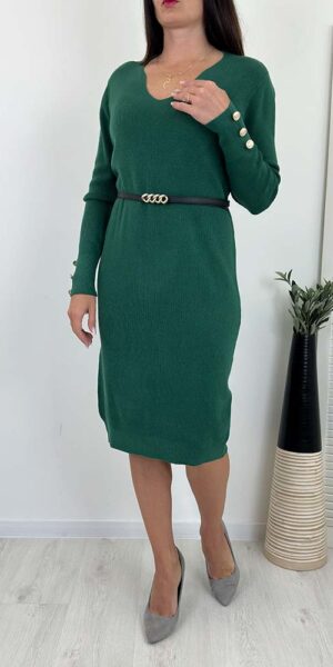GORGI DZIANINOWA SUKIENKA prążkowana ZIELONA