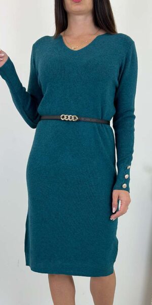 GORGI DZIANINOWA SUKIENKA prążkowana MORSKA