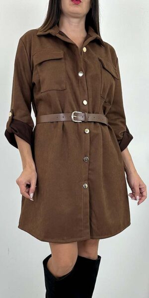 SUKIENKA KEJT zamszowa szmizjerka camel
