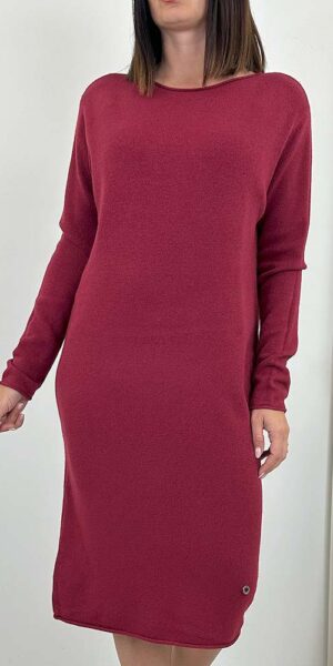 DINA DZIANINOWA SUKIENKA gładka bordowa