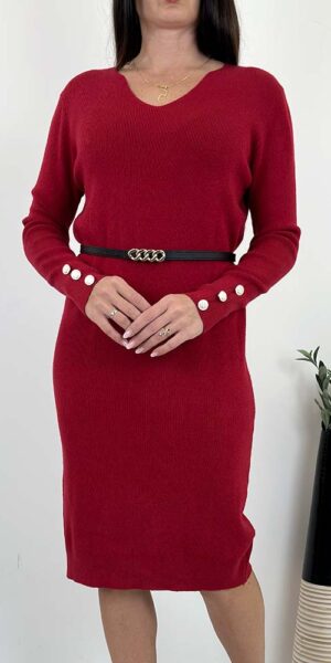 GORGI DZIANINOWA SUKIENKA prążkowana CZERWONA