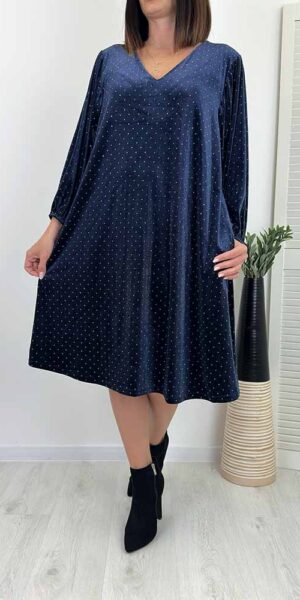 SUKIENKA EMMA welurowa z cekinami granatowa