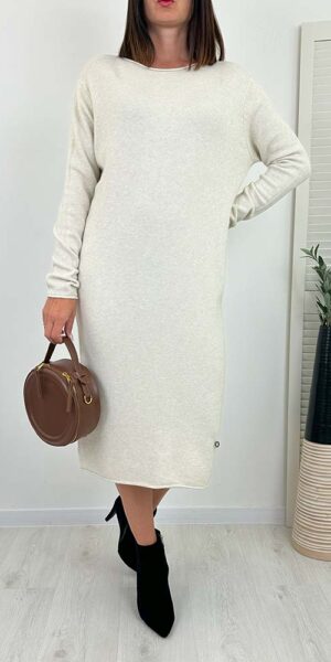 DINA DZIANINOWA SUKIENKA gładka ecri