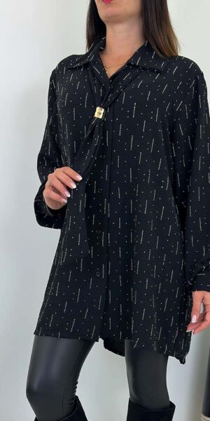 MELANIA KOSZULA BLUZKA z ozdobnymi cekinami czarna