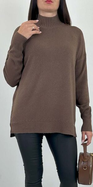 SWETER ETNI golf czekolada