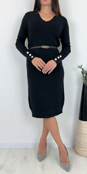 GORGI DZIANINOWA SUKIENKA prążkowana CZARNA