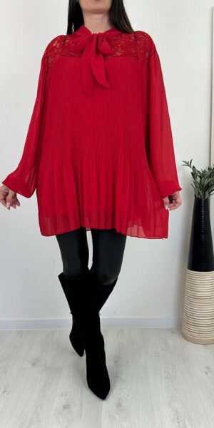 BLUZKA TUNIKA SZYFONOWA LARA czerwona