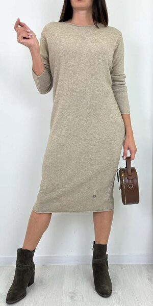 DINA DZIANINOWA SUKIENKA gładka beżowa