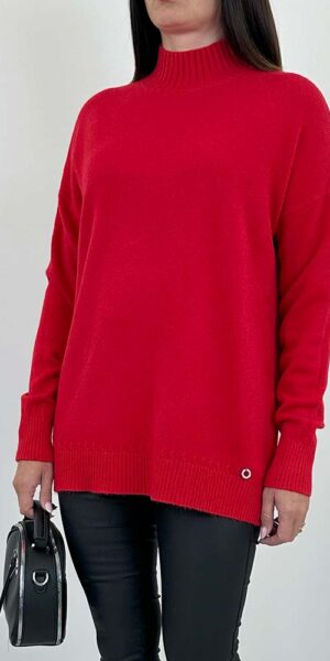 SWETER ETNI golf czerwony