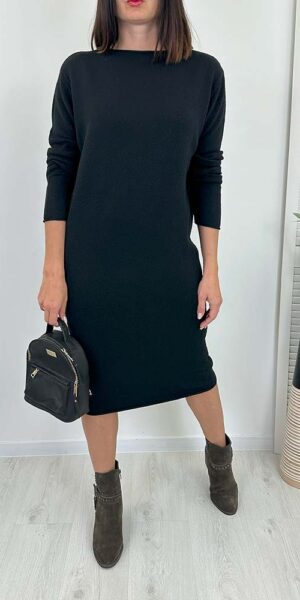 DINA DZIANINOWA SUKIENKA gładka czarna