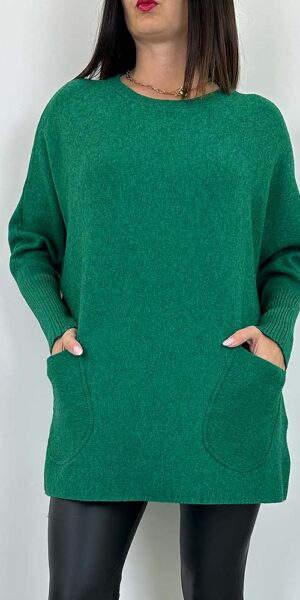 SWETER LIMAGO zielony oversize z kieszeniami