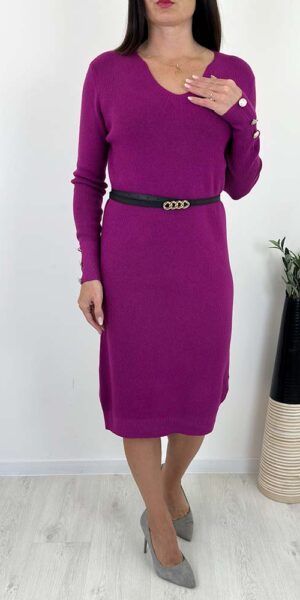 GORGI DZIANINOWA SUKIENKA prążkowana fuksja