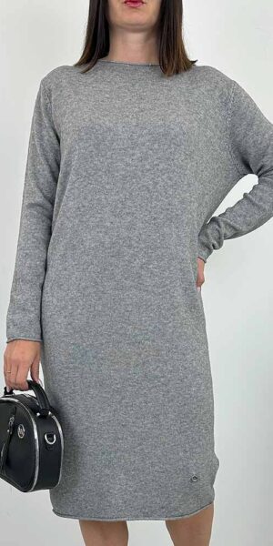 DINA DZIANINOWA SUKIENKA gładka szara