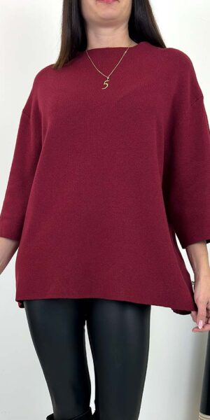 COZY SWETER MIĘKKI I ELEGANCKI bordo