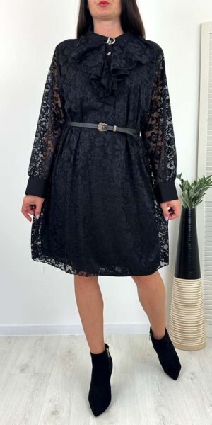 VALERIA KORONKOWA SUKIENKA Z ŻABOTEM czarna