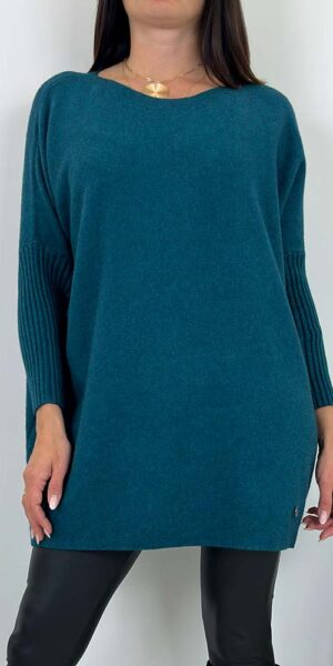 PAMELA DŁUGI  SWETER TUNIKA morski