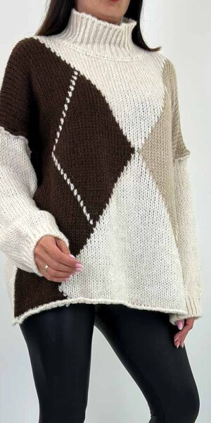 ARDEN SWETER W ROMBY Z GOLFEM KREM