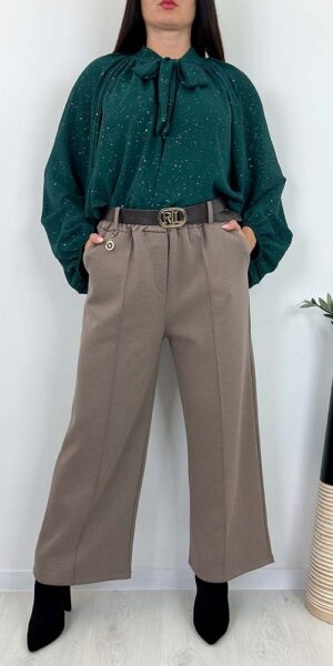 RICO  SPODNIE SZEROKIE  z paskiem fango