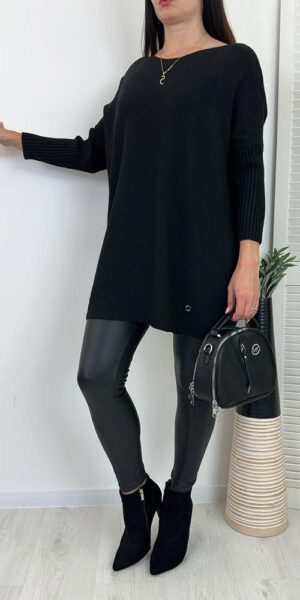 PAMELA DŁUGI  SWETER TUNIKA czarny