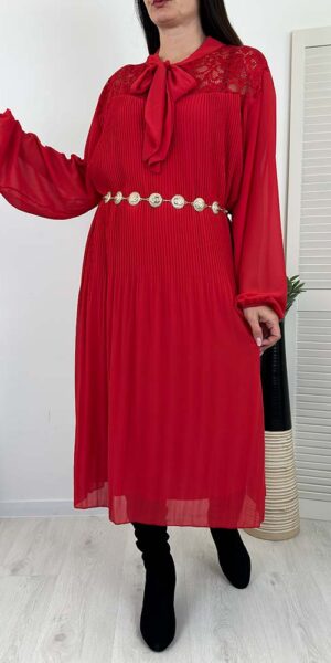 LORENA SUKIENKA PLUS SIZE plisowana czerwona