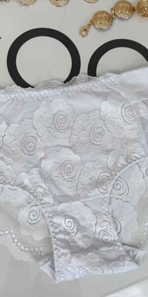 Majtki Bawełniane GŁADKIE z Koronką BIAŁE