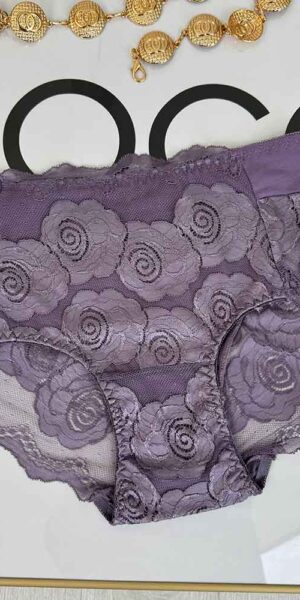 Majtki Bawełniane GŁADKIE z Koronką LILA